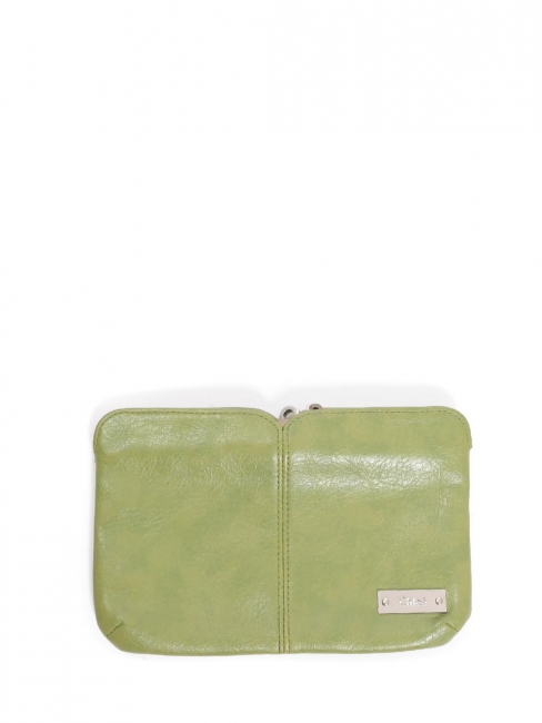 Apple green leather small clutch bag