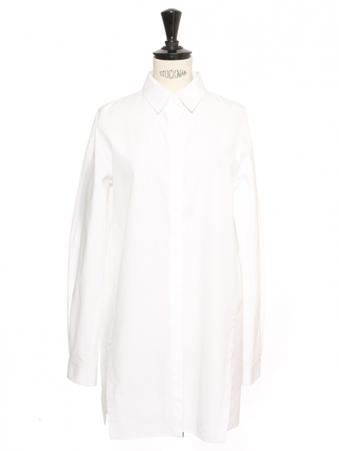 White cotton long sleeves tunic shirt Retail price €620 Size 34/36