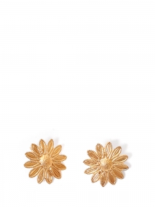 Gold daisy flower round earrings for pierced ears