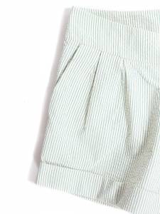Petit short en coton à rayures blanc et vert Taille 36/38