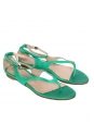Green leather flat sandals Retail price 500€ Size 37 NEW