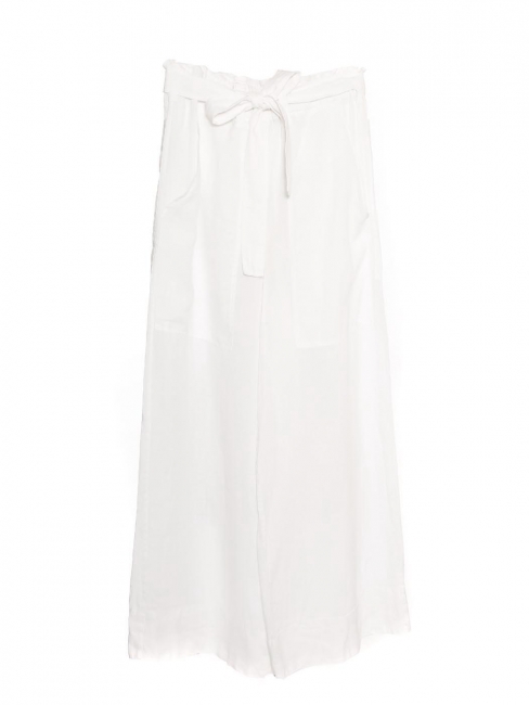 High waisted belted white linen veil fluid pants Retail price €315 Size XS/S