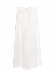 High waisted belted white linen veil fluid pants Retail price €315 Size XS/S