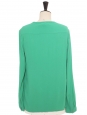 Round neckline long sleeves vibrant green crepe blouse Retail price €310 Size 38