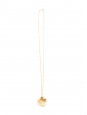 Collier sautoir avec pendentif médaille fleurs plaqué or