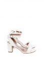 Sandales à talon LETICIA en cuir festonné blanc NEUVES Prix boutique 625€ Taille 39