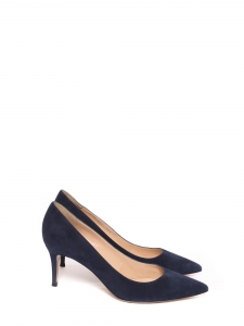 Navy blue suede mid heel pointy toe pumps Retail price €560 Size 40