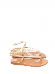 DELTA gold leather flat sandals with ankle strap Retail price €235 Size 37