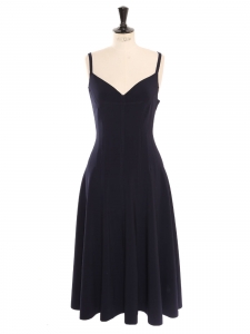 Black strech V-neck décolleté long dress Retail price 250€ Size S