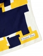 Navy blue white yellow graphic print twill silk scarf Retail price €385 Size 90 x 90