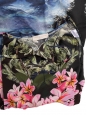 Hawaiian flower print black silk maxi dress with thin straps Retail price €1500 Size XXS