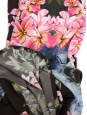 Hawaiian flower print black silk maxi dress with thin straps Retail price €1500 Size XXS