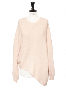 Blush pink ribbed wool blend crew neck sweater Retail price €750 Size 34