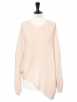 Powder pink ribbed wool crew neck asymmetric sweater Retail price €750 Size L