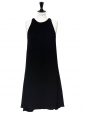 Black crepe round neck sleeveless dress Retail price €1100 Size 36