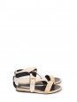 Black and beige croco style faux leather flat sandals Retail price €600 Size 36.5