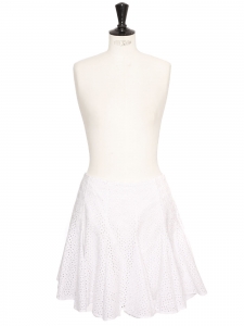 White broderie anglaise cotton flared skirt Retail price €350 Size 38