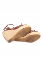 Sandales compensées espadrilles en cuir marron bride cheville Prix boutique 875€ Taille 40