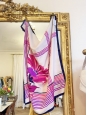 Pink purple and white flower print twill silk scarf Retail price €385 Size 90 x 90