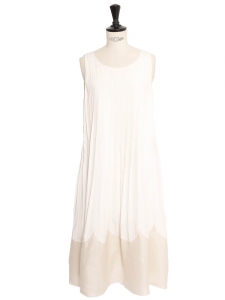 Ivory white silk crepe pleated cocktail or bridal dress Retail price €2000 Size XS
