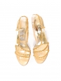 Gold leather heel sandals embellished with gold chains Retail price €1500 Size 35.5