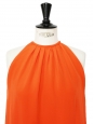 CELINE Robe de cocktail en soie orange tangerine épaules dénudées Px boutique 2000€ Taille 36