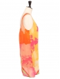 Mini robe en soie à bretelles imprimé graphique jaune rose orange Taille 40