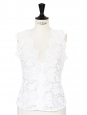 White guipure lace V neck sleeveless open back top Retail price €830 