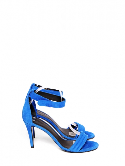 Sandales à talon et bride cheville en suède bleu royal NEUVES Px boutique 610€ Taille 38
