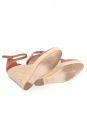Brown faux leather wedge espadrilles pumps with  ankle strap Retail price 600€ Size 38