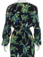 Combinaison pantalon Birds of Paradise longue en soie noire imprimée perroquet multicolor Prix boutique $1625 Taille 36