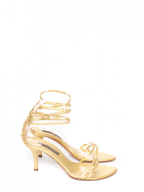 Golden leather fringed sandals Retail price €650 Size 35.5