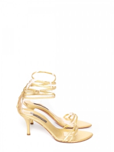 Golden leather fringed sandals Retail price €650 Size 35.5