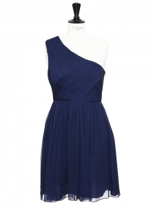 sachin and babi light blue dress Elegant 1950s Jobere New York Deep Blue Silk & Silk Chiffon Dress w La   Shrimpton Couture