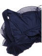 Robe drapée asymétrique en mousseline de soie plissée bleu marine NEUVE Px boutique 450€ Taille 36