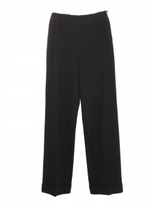 Black crepe wool straight leg pants Retail price €890 Size 36