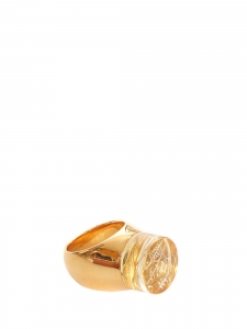 Bague chevalière en laiton doré pierre incrustée dorée Prix boutique 450€