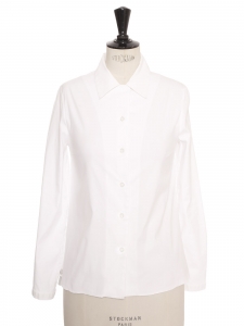 White stretch cotton popeline long sleeves shirt Retail price €750 Size 36