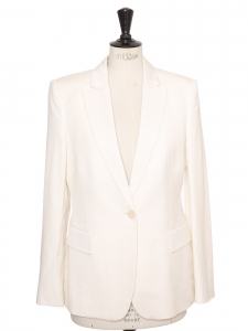 Veste blazer classique un bouton en laine blanc ivoire Px boutique 1250€ Taille 40