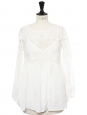 Ambroisine Audrey white cotton and lace long sleeves blouse top Retail price €256 Size S