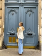 Top blouse Ambroisine Audrey manches longues en coton blanc et dentelle Prix boutique 256€ Taille S