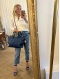 Dewsbury Convertible Tote Heritage blue grained leather bag with strap Retail price €1800