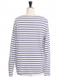 Blue and white striped cotton long sleeves t-shirt Size M
