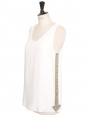 ICONIC white silk crepe tank top embroidered with silver beads Retail price €1300 Size 38