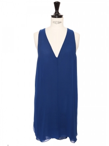 Ocean blue lightweight midi-length dress Size 38 Retail price €950