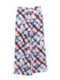Red white blue multi colored printed silk trousers Retail price €2000 Size 36
