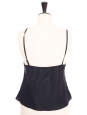 Midnight blue linen top with thin straps Size 36/38