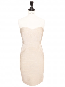 Beige pink strapless Icon bandage dress Retail price €690 Size XXS
