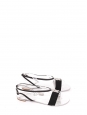 Silver leather, black gros grain and Swarovski crystal jewellery flat sandals Retail price Size 37.5