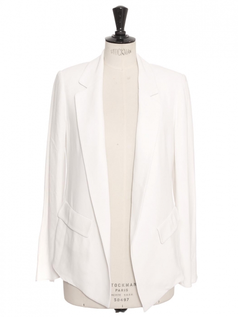 White fluid crepe blazer jacket with vent at side Retail price €1700 Size 38